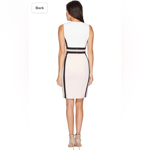 Calvin Klein Color block sheath dress Pink White Beige Size 4 - Picture 3 of 5